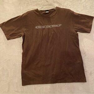 Oakley Shirt Men’s Medium Brown TShirt Cotton Short Sleeve Y2K Spellout